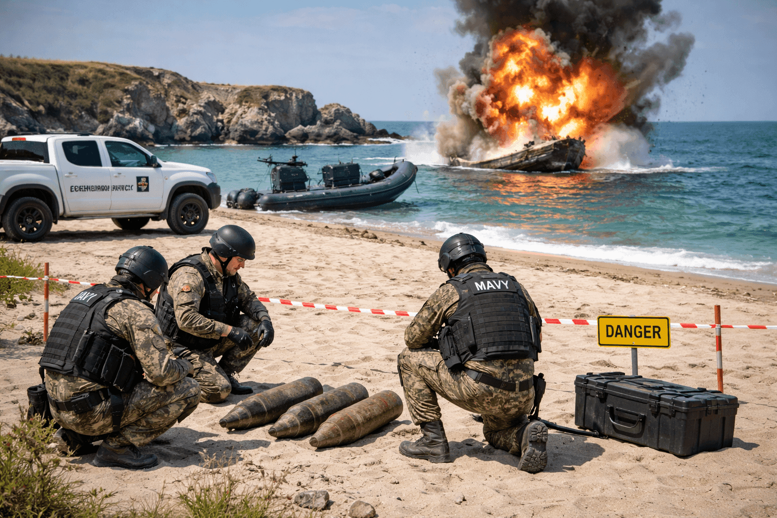 Извънредно по Южното Черноморие: 4 снаряда и военен дрон СНИМКИ