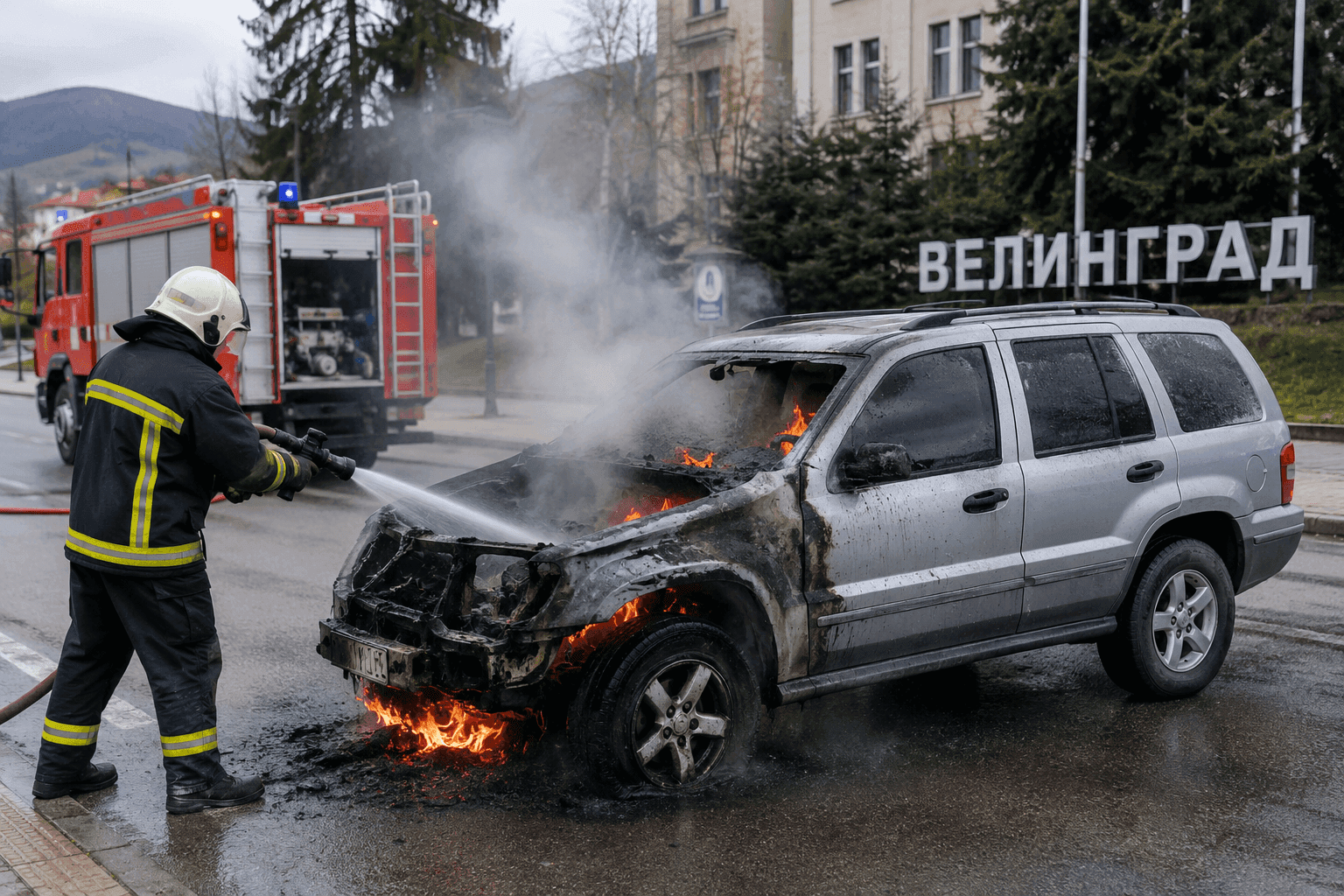 Джип се самозапали в движение във Велинград
