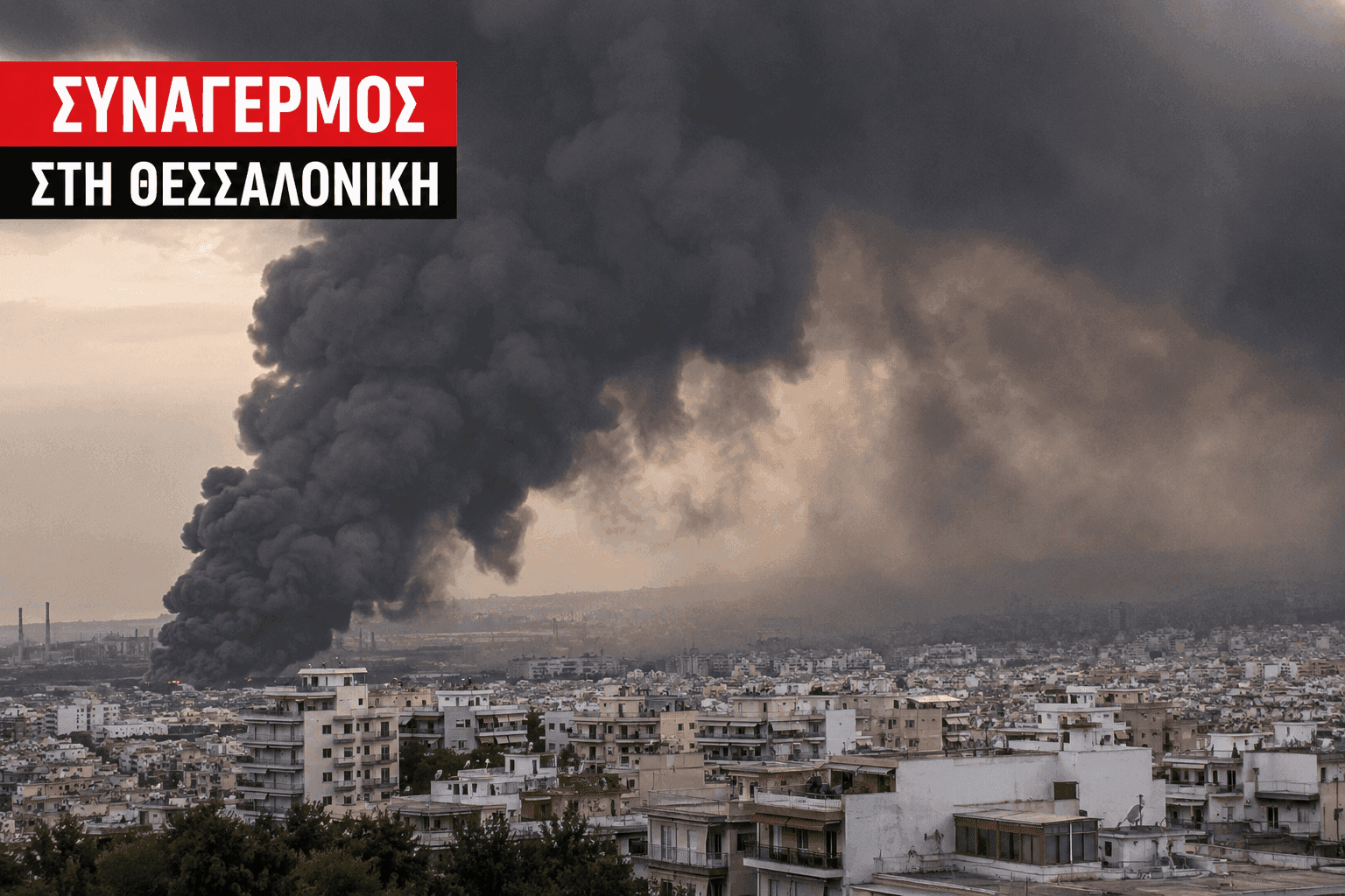 Извънредно в Гърция! Токсичен облак над Солун, хората са предупредени да не излизат