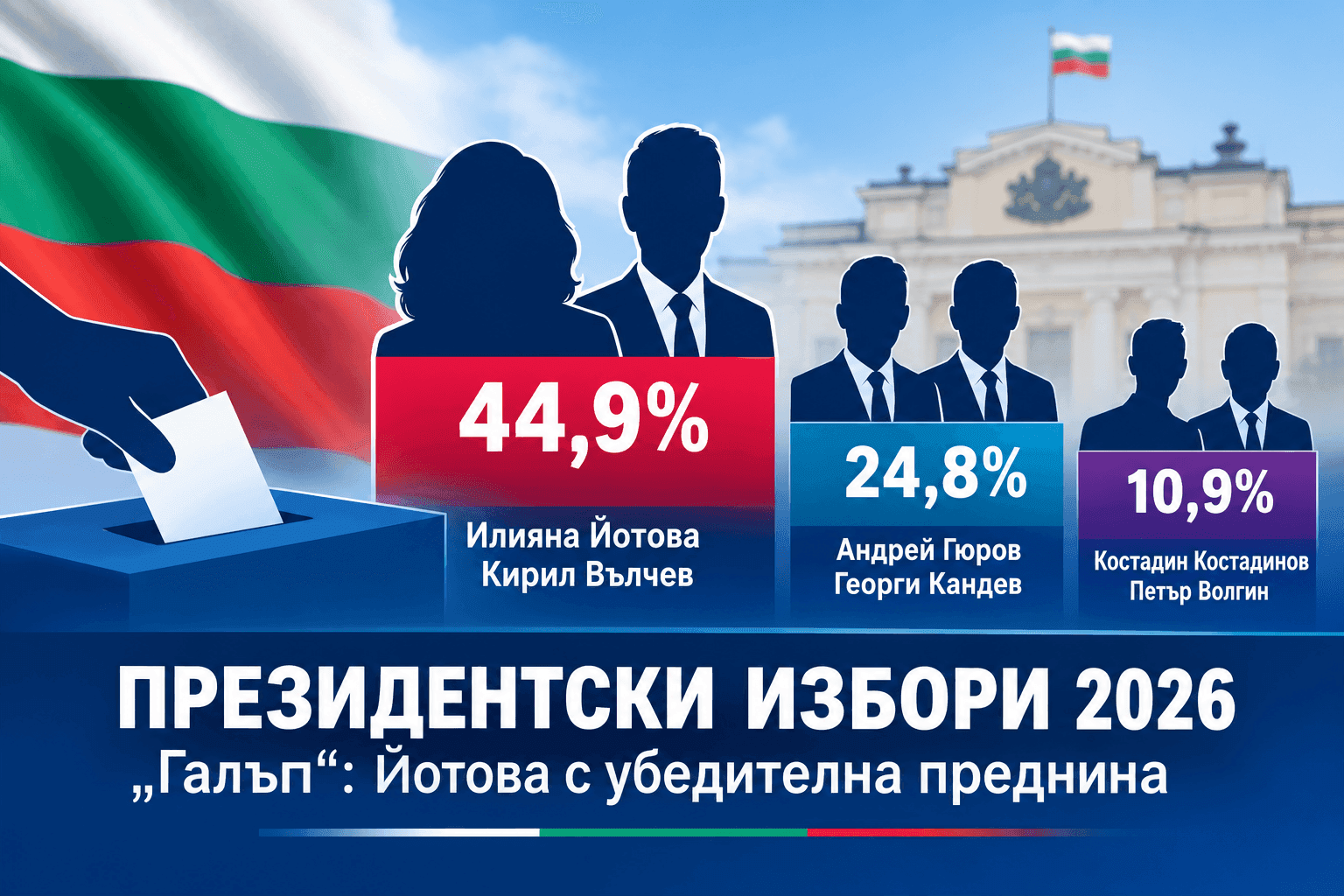 Йотова с убедителна преднина преди президентските избори, сочи „Галъп“