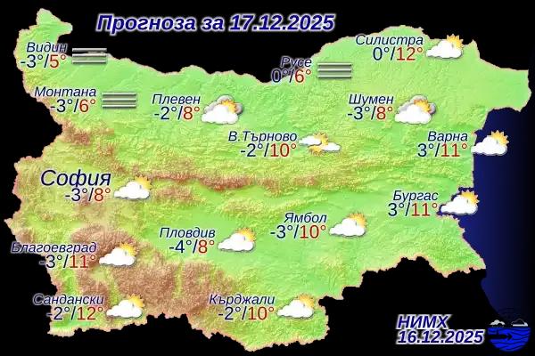 Слънчево време с мъгли сутринта в сряда