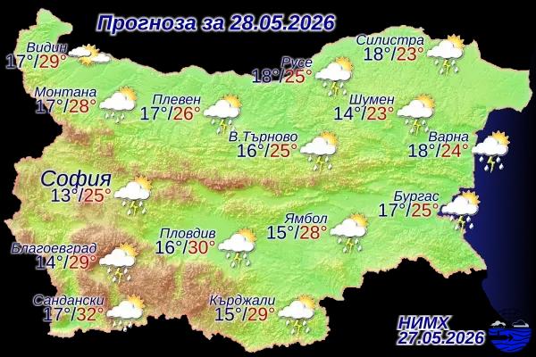 Жълт код за опасно време: Бури, проливни дъждове и градушки връхлитат България