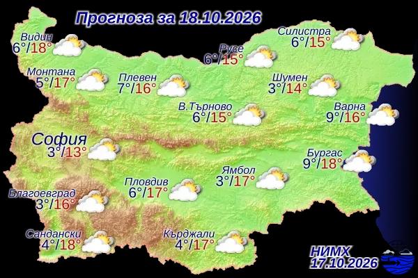 Облачно, но почти без дъжд в неделя – температурите до 18 градуса
