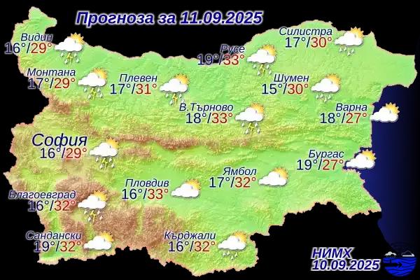 Времето се променя в четвъртък: дъждове, гръмотевици и условия за градушки
