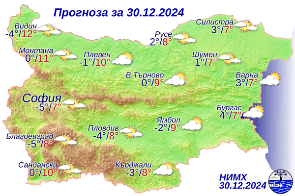 Прогноза за времето: Слънчево с мъгли в сутрешните часове