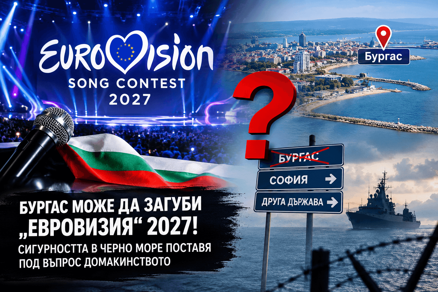 Бургас може да загуби „Евровизия“ 2027! Сигурността в Черно море поставя под въпрос домакинството