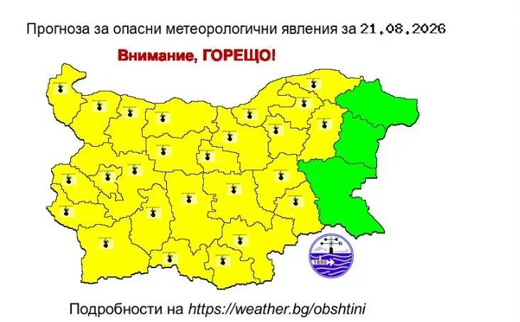 Жега в петък: Температурите стигат до 39° в почти цяла България